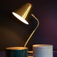 Lampe cocotte, abat jour laiton