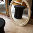 Miroir vintage ovale blanc crème laqué