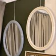 Miroir vintage ovale gris laqué