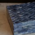 Boîte bleu nuit, en bois de teck et os