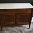 Buffet en bois, plateau marbre blanc