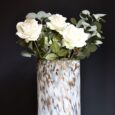 Vase en verre tacheté, couleur bleu blanc