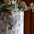 Vase en verre tacheté, couleur bleu blanc