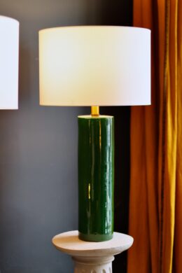 dealeuse-boutique-decoration-vintage-ancien-paris-lampe-ceramique-verte-abatjour-blanc