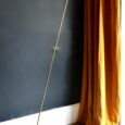 Lampadaire pied boule en laiton, abat jour diabolo