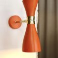 Applique diabolo orange, tige en laiton