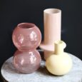 Vase en verre, couleur rose