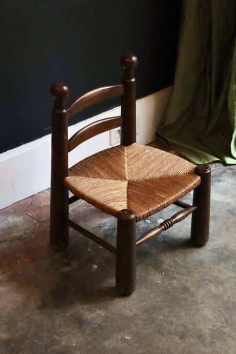 dealeuse-boutique-paris-vintage-ancien-fauteuil-assise-bois-paille-charles-dudouyt